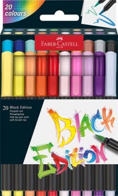 Ecsetirón készlet, FABER-CASTELL "Black Edition", 20 különböző szín