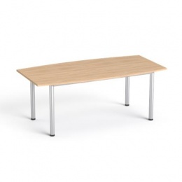 Tárgyalóasztal, íves, szürke fémlábbal, 80/95x190 cm, MAYAH "Freedom SV-43",  tölgy